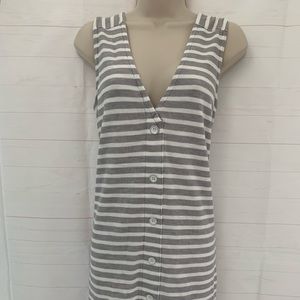 Caslon V Neck Sleeveless Striped Gray Size S Dress